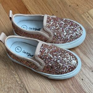 Cat & Jack Glitter Slip-On Sneakers - Rose Gold